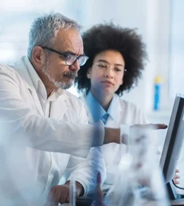 Scientist work at a computer